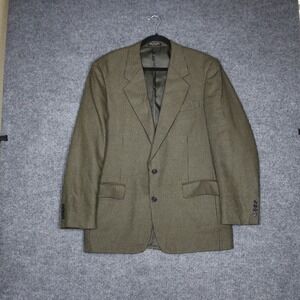 Club Room Mens Silk Wool Blazer Jacket Brown Houndstooth Size 42L